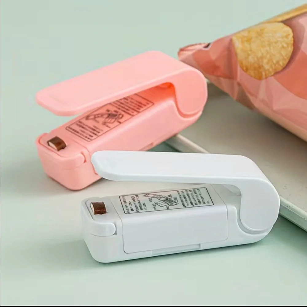 Mini Pink Portable Home Heat Bag Sealer, for Plastic Bags, Reseal Snack Bags